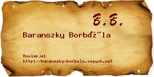 Baranszky Borbála névjegykártya